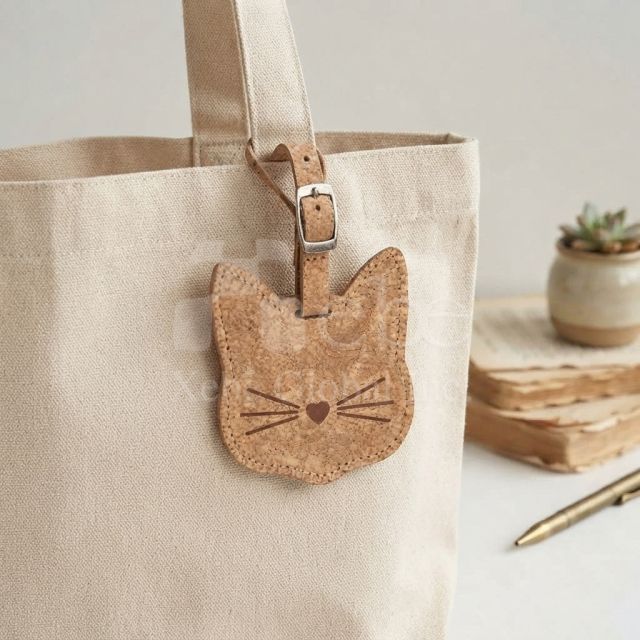cat shaped luggage tag made from coffee grounds
