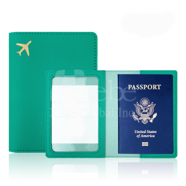mint green personalized leather passport holder