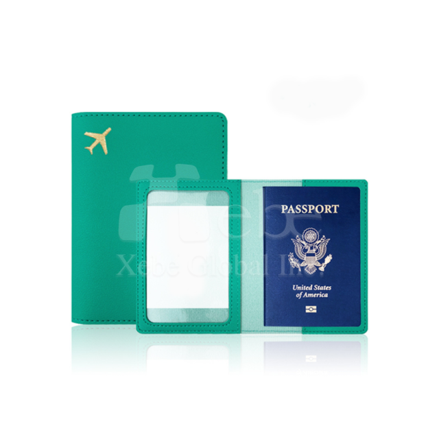 mint green personalized leather passport holder